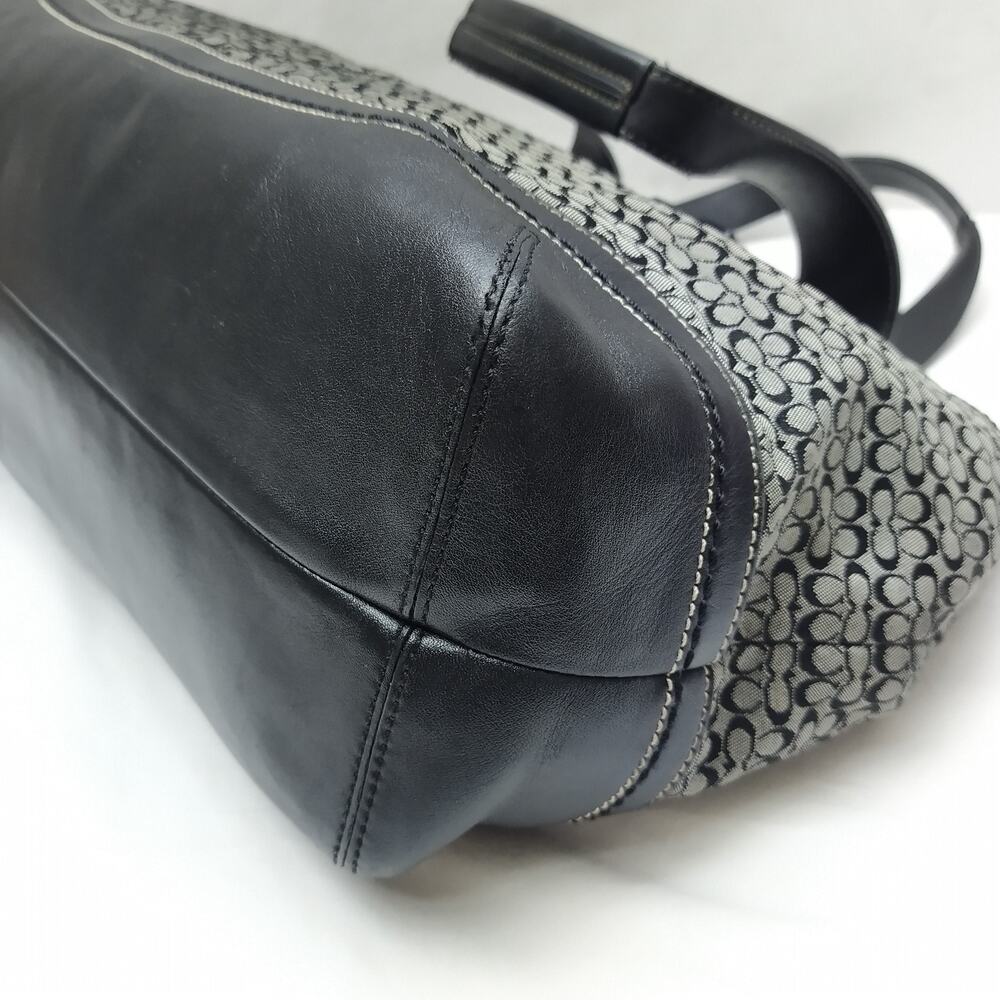 Coach Signature Black Canvas Leather Trim Double Handles Tote Bag - Picture 14 of 16
